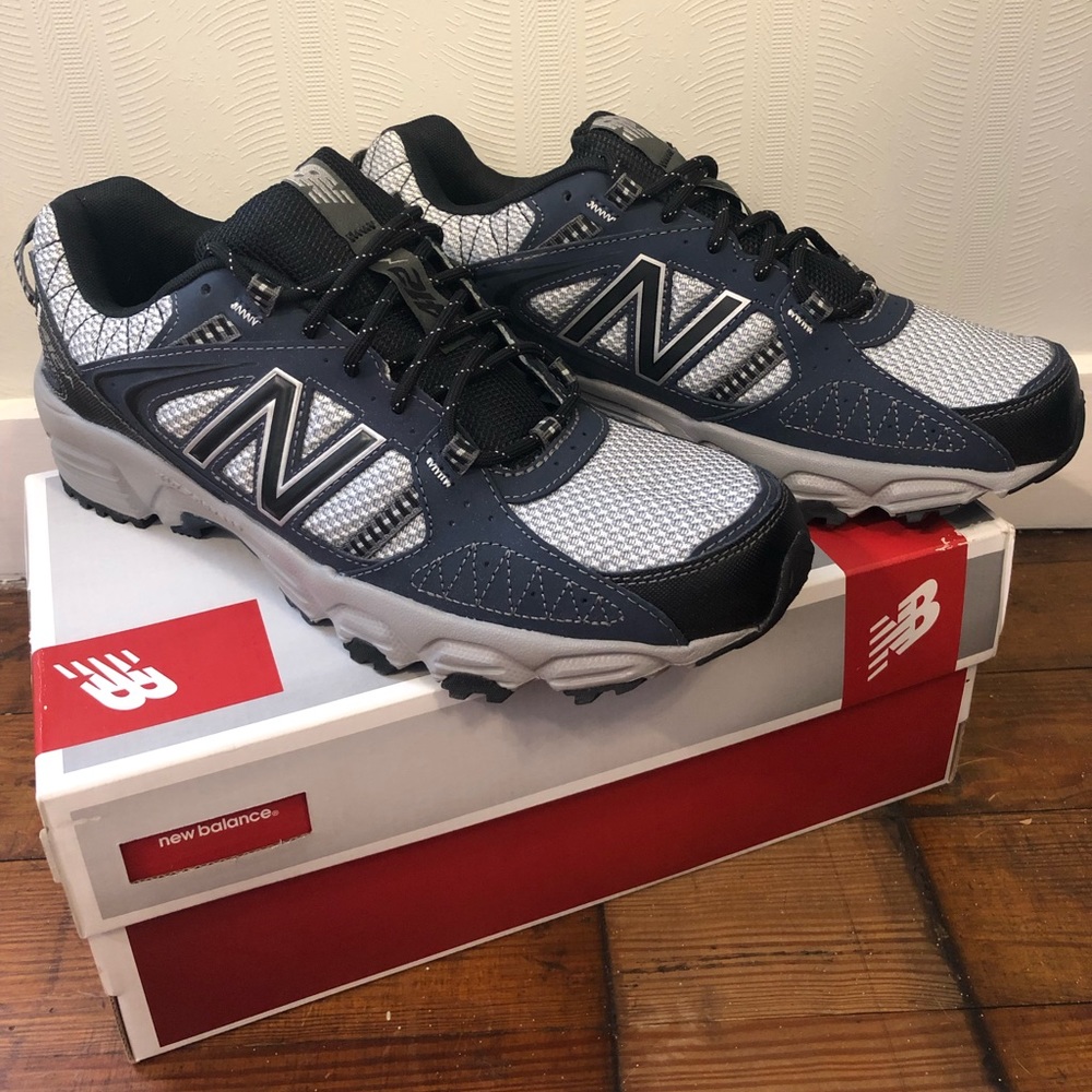 Navy New Balance running shoes